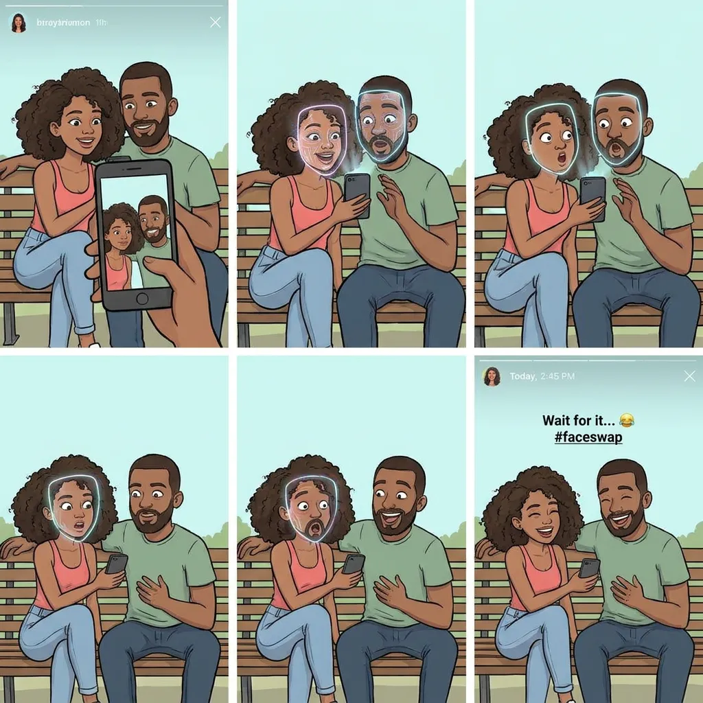 Social media GIF face swap post